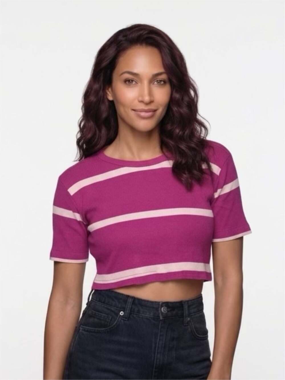 Zara Striped Ribbed Knit Crop Top